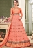 Peach color net wedding anarkali suit