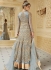 Grey color net party wear anarkali suit