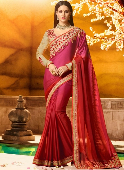 Superlative red fancy fabric party saree 1161