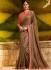 Aesthetic brown resham work fancy fabric classic party saree 1172