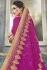 Pink georgette embroidered party wear saree 5616