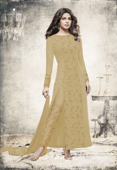 Priyanka chopra yellow Georgette straight cut salwar kameez