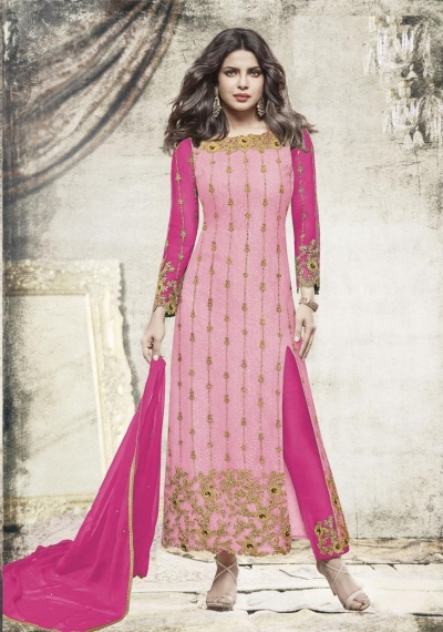 Priyanka chopra Pink color straight cut salwar kameez