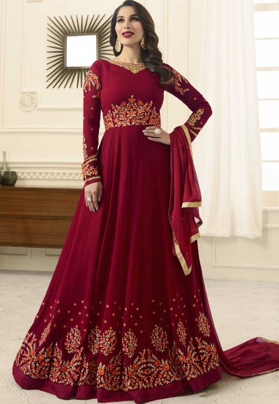 Sophie Choudry Maroon georgette wedding anarkali 189