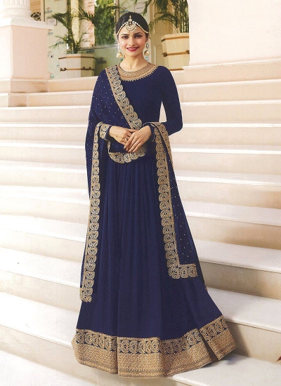 Prachi Desai blue embroidered anarkali suit 7171