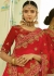 Beige and red color silk bridal lehenga choli