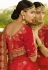 Beige and red color silk bridal lehenga choli