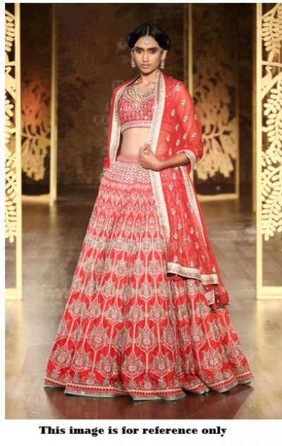 Bollywood Anita Dongre Inspired Red Satin lehenga