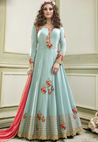 sky blue anarkalis