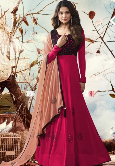 Jennifer Winget Pink georgette party wear anarkali 1125