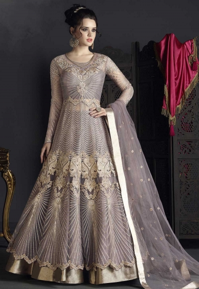 Dusty net wedding ghagra choli style 10003