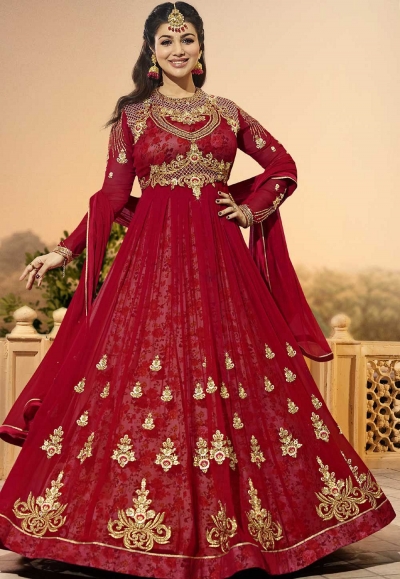 Ayesha Takia Red color georgette party wear Anarkali