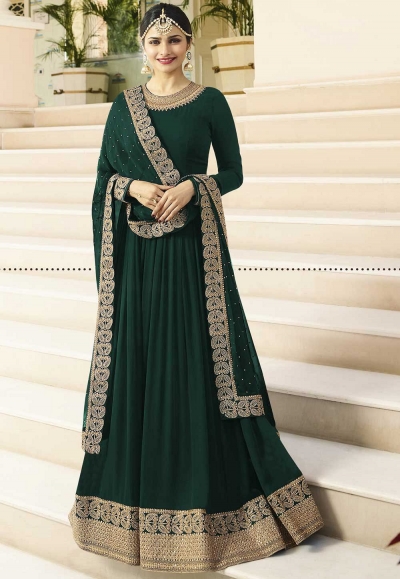 Prachi Desai dark green  embroidered anarkali suit