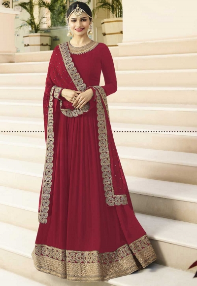 Prachi Desai Red embroidered anarkali suit