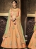 Peach and Liril green self textured lehenga