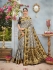 Grey and black banarasi silk wedding saree