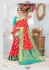 Red and blue banarasi silk wedding saree