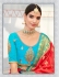 Red and blue banarasi silk wedding saree