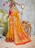 Yellow and Red color banarasi silk wedding saree