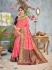 Pink and wine color banarasi silk wedding saree