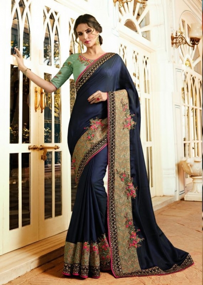 Party wear Designer Sarees Dark Blue 7803