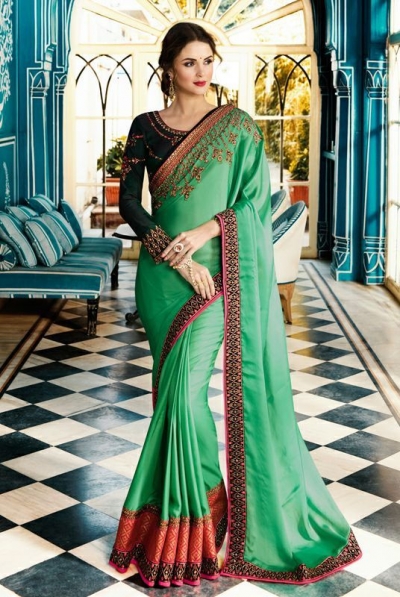 Party wear Designer Sarees Green Colour 7806