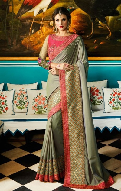 Party wear Designer Sarees Grey Colour 7810