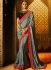 Grey black color classic designer saree 74105