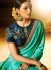 Turquoise fancy fabric embroidered work designer saree 74106