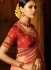 Peach red border work classic saree 74107