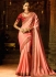 Peach red border work classic saree 74107