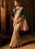 Beige blue fancy fabric embroidered work classic saree 74109