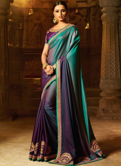 Blue shaded saree for wedding 74112