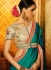 Teal green gold fancy fabric blue and green shaded saree 74115