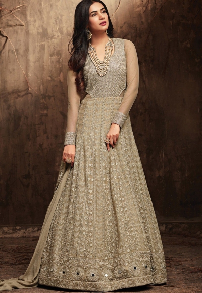 Sonal Chauhan Grey Georgette party wear anarkali kameez