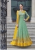 Sea Green and Yellow color net party wear anarkali