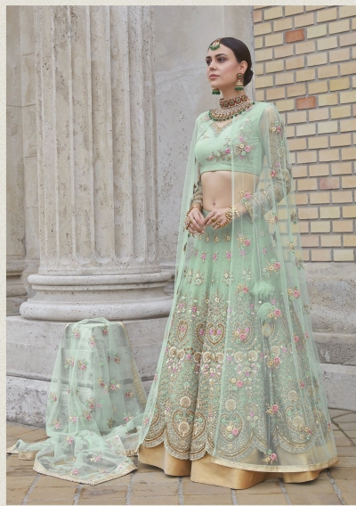 Fresh Green color party wear Lehenga Choli