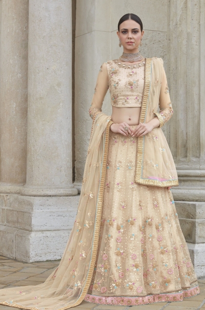 Cream color party wear Lehenga Choli