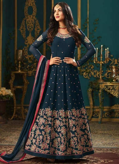 Sonal Chauhan Blue Georgette party wear anarkali kameez