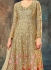 Beige color net party wear anarkali suit