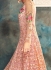 Peach color net wedding wear anarkali suit