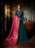 Teal green color satin georgette wedding wear anarkali suit