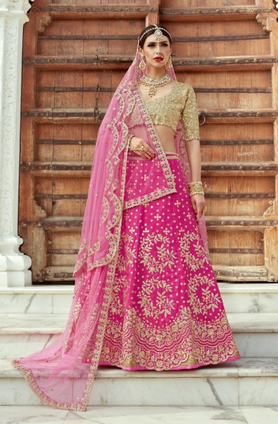 Indian Dress Pink Color Bridal Lehenga 1101