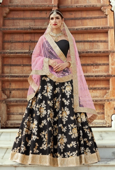 Indian Dress Black Color Bridal Lehenga 1103