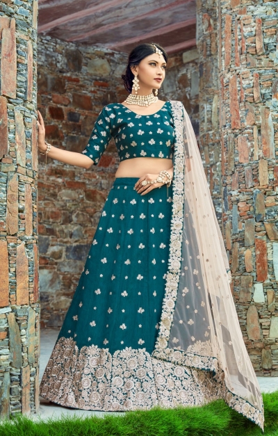 Indian Dress Green Color Bridal Lehenga 1003