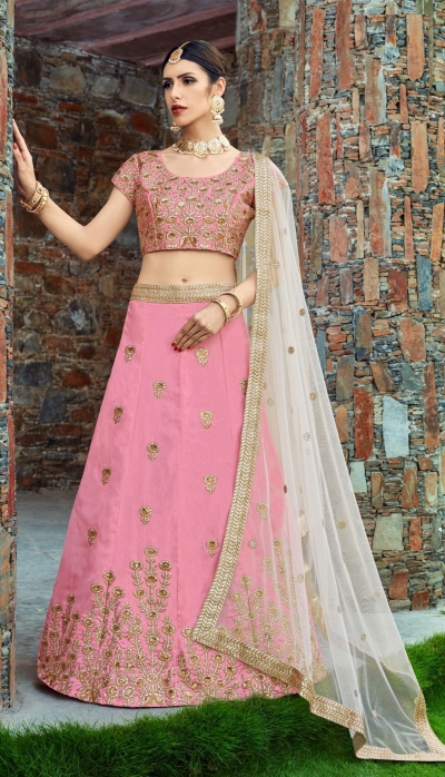 Indian Dress Peach Color Bridal Lehenga 1004