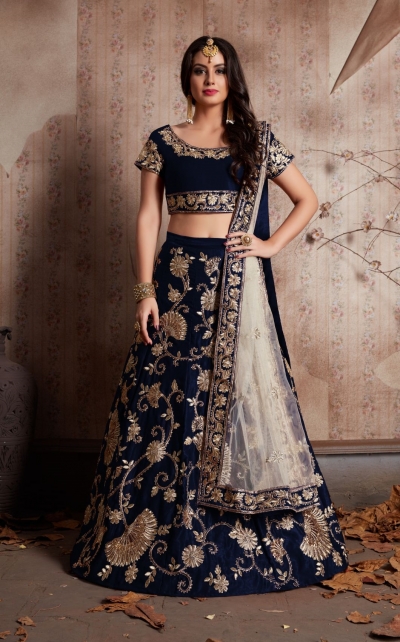 Indian Dress Blue Color Bridal Lehenga 341B