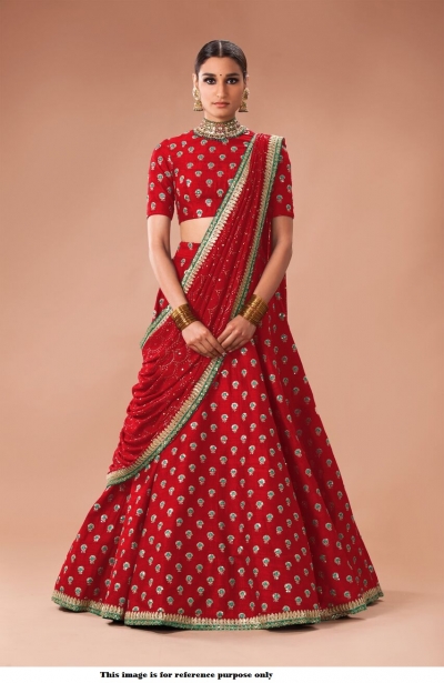 Bollywood Sabyasachi Inspired Red art silk Wedding Lehenga