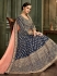 Navy Blue Silk Floor Length Indian wedding Anarkali Suit 32002