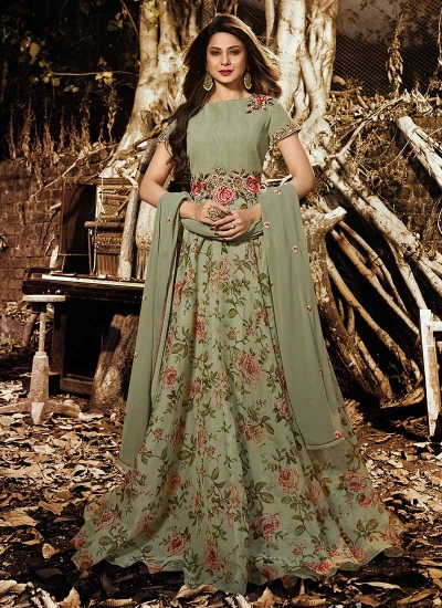 Jennifer Winget Green Indian wedding anarkali 1131